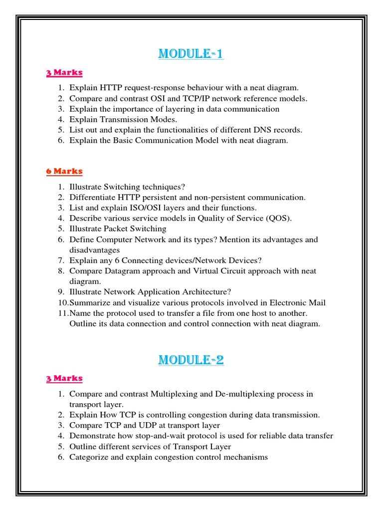 1371 1634618154 Question Bank | PDF | Computer Network | Transmission ...