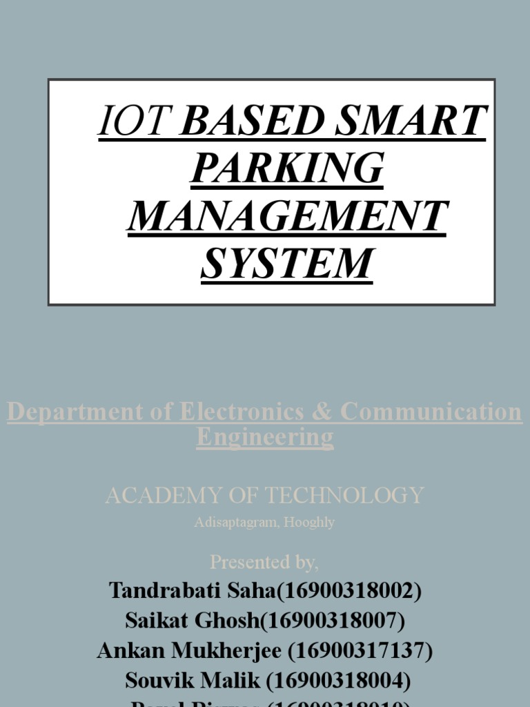 Iot Based Smart: Parking Management System | PDF | Internet Of Things ...