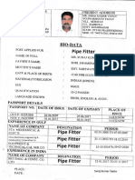 Pipe Fitter Personal and Professional Details