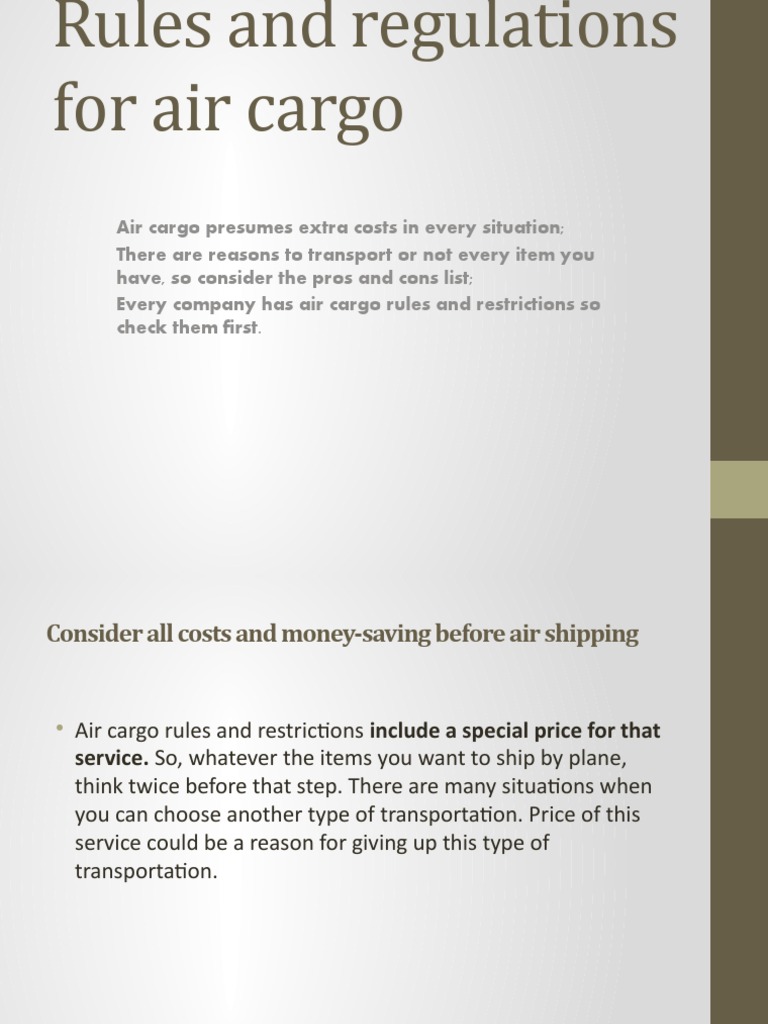 Air Cargo Rules and Regulation PDF Cargo Dangerous Goods