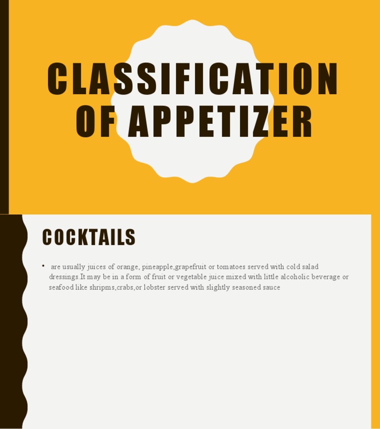 Classification of Appetizer PDF
