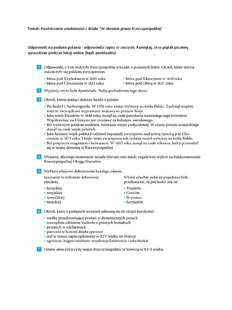 W Obronie Granic Rzeczypospolitej Klasa 6 Pdf