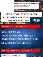 Contemporary, Popular, and Emergent Literature Orientation