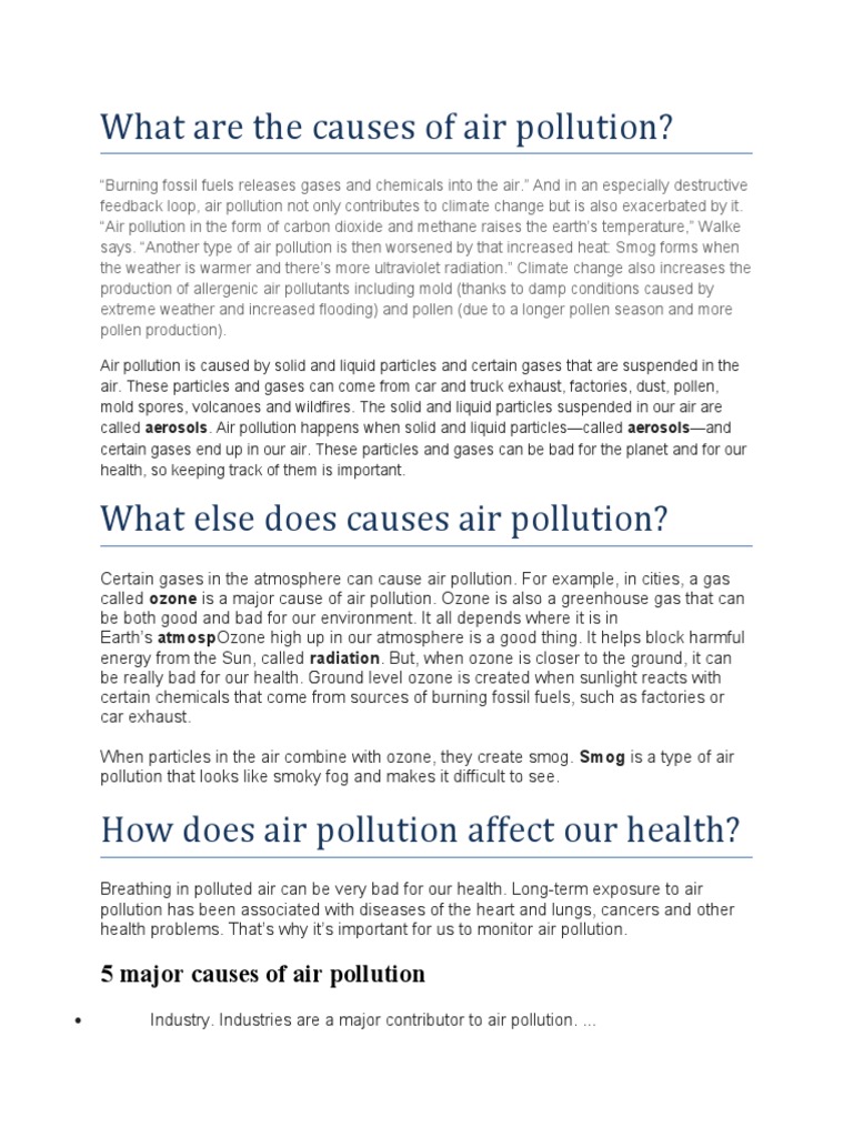 Understanding Air Pollution Causes | PDF | Atmosphere Of Earth | Air ...