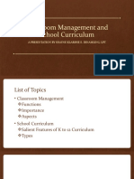 Classroom Management and School Curriculum
