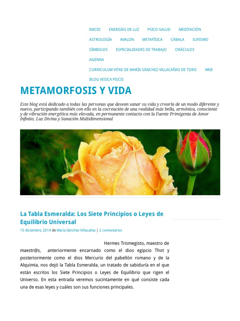 La Tabla Esmeralda Los Siete Principios o Leyes de Equilibrio