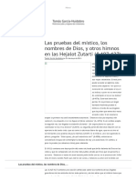 Las pruebas del místico, los nombres de Dios, y otros himnos en las Hejalot Zutarti (&407-427) – Tomás García-Huidobro