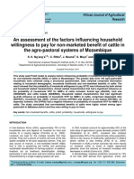 An Assessment of The Factors Influencing Household Willingness To Pay For Non-Marketed Benefit of Cattle in The Agro-Pastoral Systems of Mozambique