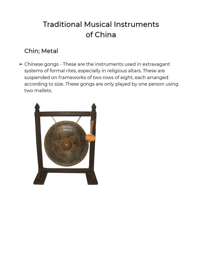 Traditional Chinese Musical Instruments | PDF