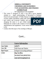 Gambella University Faculty of Business and Economics Department of Accounting and Finance Course Plan