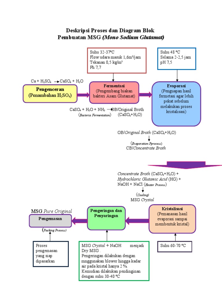 Deskripsi Proses Dan Diagram Blok Pembuatan MSG (Mono Sodium Glutamat ...