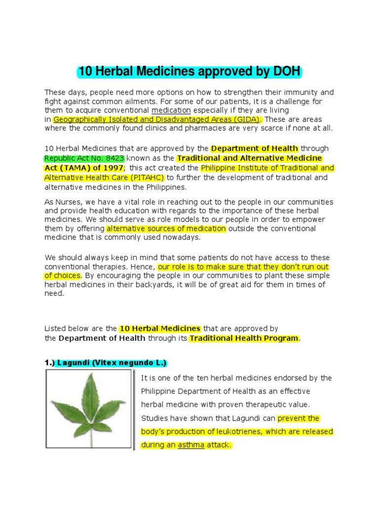 10 Herbal Medicines Approved by DOH PDF Garlic