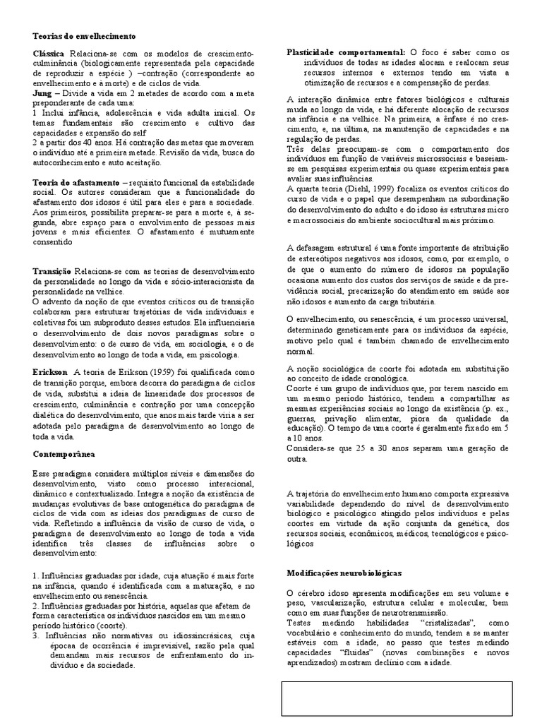 Teorias do Envelhecimento Humano | PDF | Envelhecimento | Terceira idade