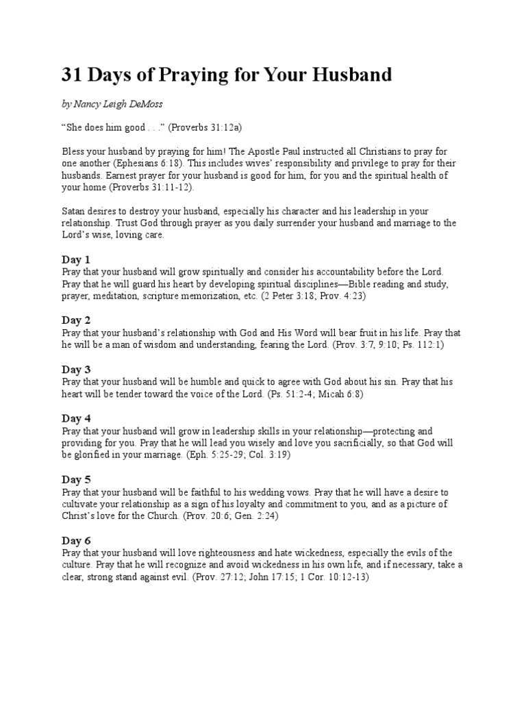 31 Days of Praying For Your Husband PDF Book Of