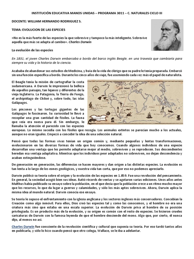Guia Teoria de La Evolucion de Darwin PDF | PDF | Charles Darwin ...