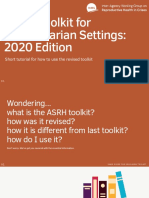 ASRH Toolkit For Humanitarian Settings: 2020 Edition: Short Tutorial For How To Use The Revised Toolkit