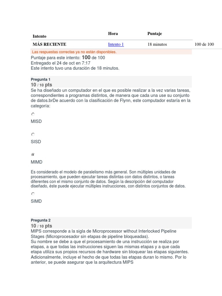 Evaluacion Final Arquitectura Del Computador | PDF | Computación en la ...