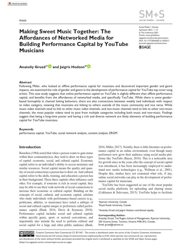 Making Sweet Music Together The Affordances of Net PDF You Tube