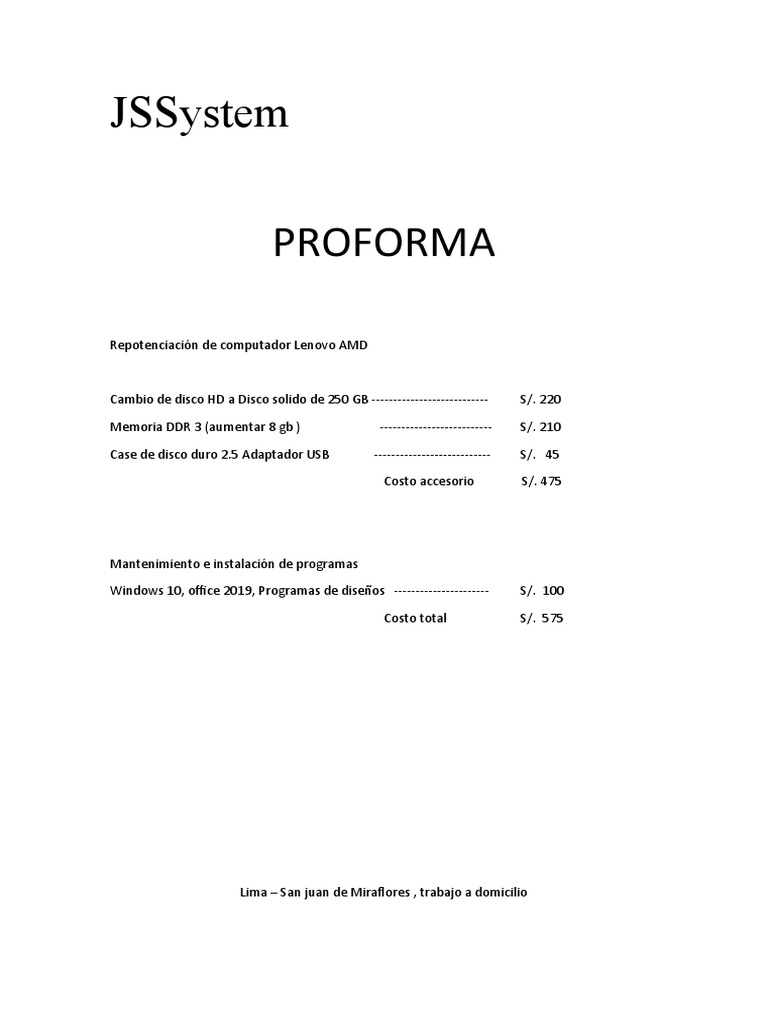 Proforma de Repotenciación de Computador | PDF