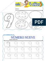 Trazos Del Número Nueve Para Niños de 4 Años