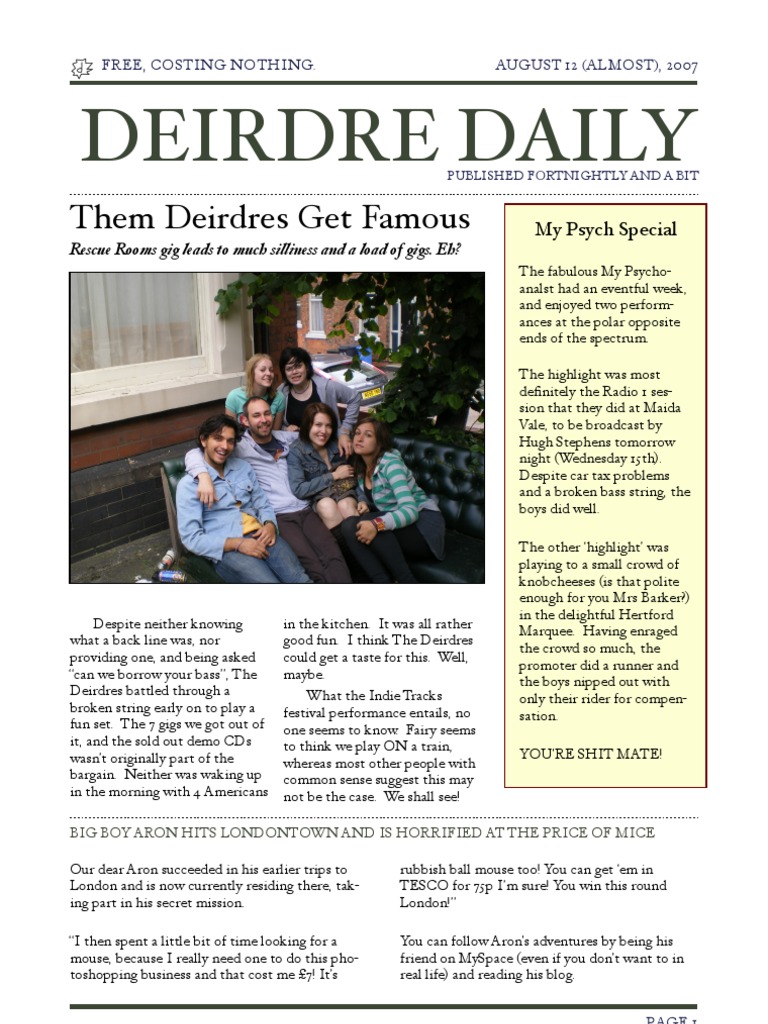 Deirdre Daily 12-08-07 | PDF | Mouse | Leisure