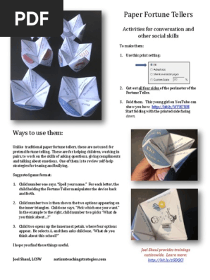 Social Skills Paper Fortune Teller Download1
