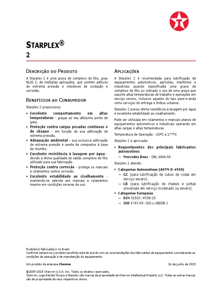 Starplex 2 BR | PDF | Lítio | Materiais