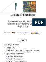 Lecture 3: Transistors: Introduction To Some Broadly Useful Concepts in Electrical and Computer Engineering