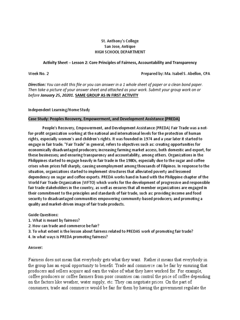 High School Fair Trade Principles | PDF | Fair Trade | Trade