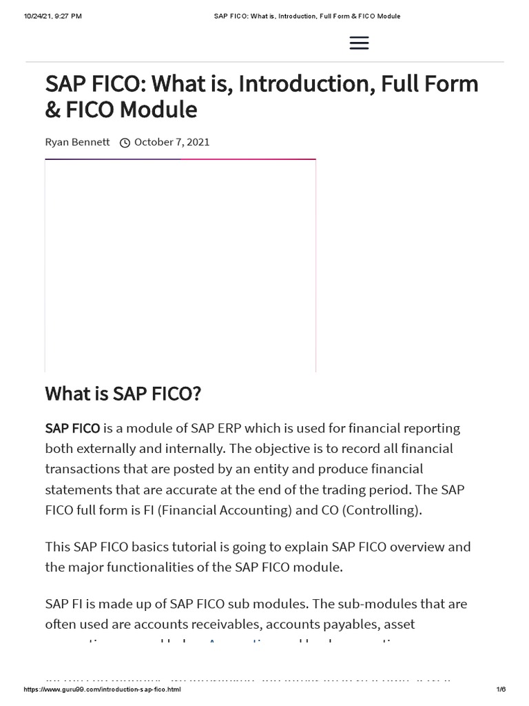 SAP FICO: What Is, Introduction, Full Form & FICO Module | PDF ...