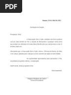 Modelo de Carta de Pedido de Apoio