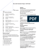 Teacher's Notes and Answer Keys: Unit Test Notes and Answer Keys: Unit Test 1