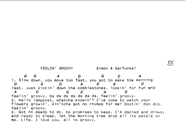 Simon & Garfunkel: Feelin' Groovy Lyrics | PDF