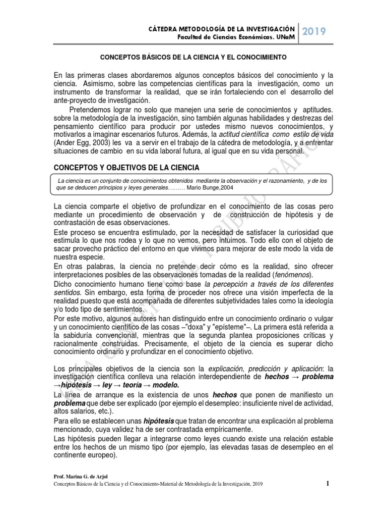 Conceptos Basicos de La Ciencia y El Conocimiento | PDF | Teoría ...