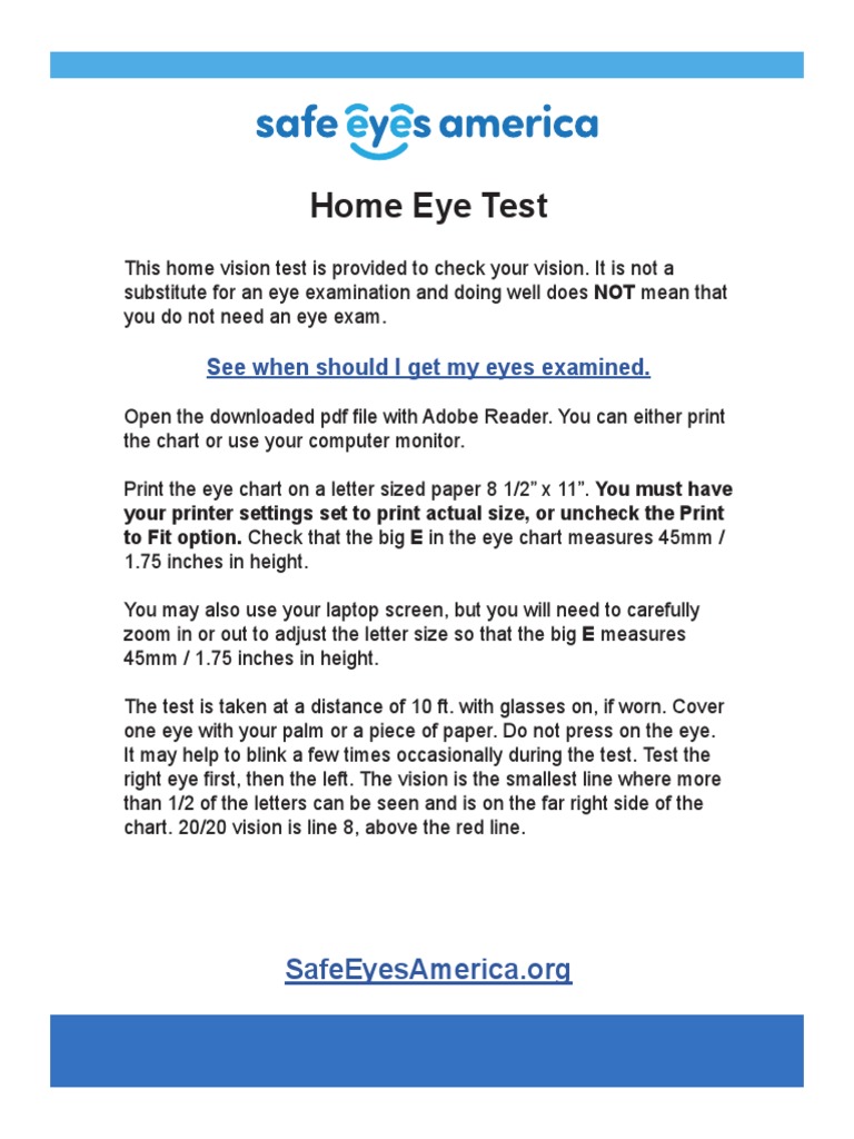 Safe Eyes America Eye Chart PDF
