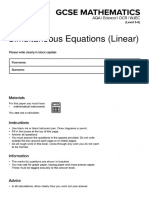 Simultaneous Equations Linear Questions MME