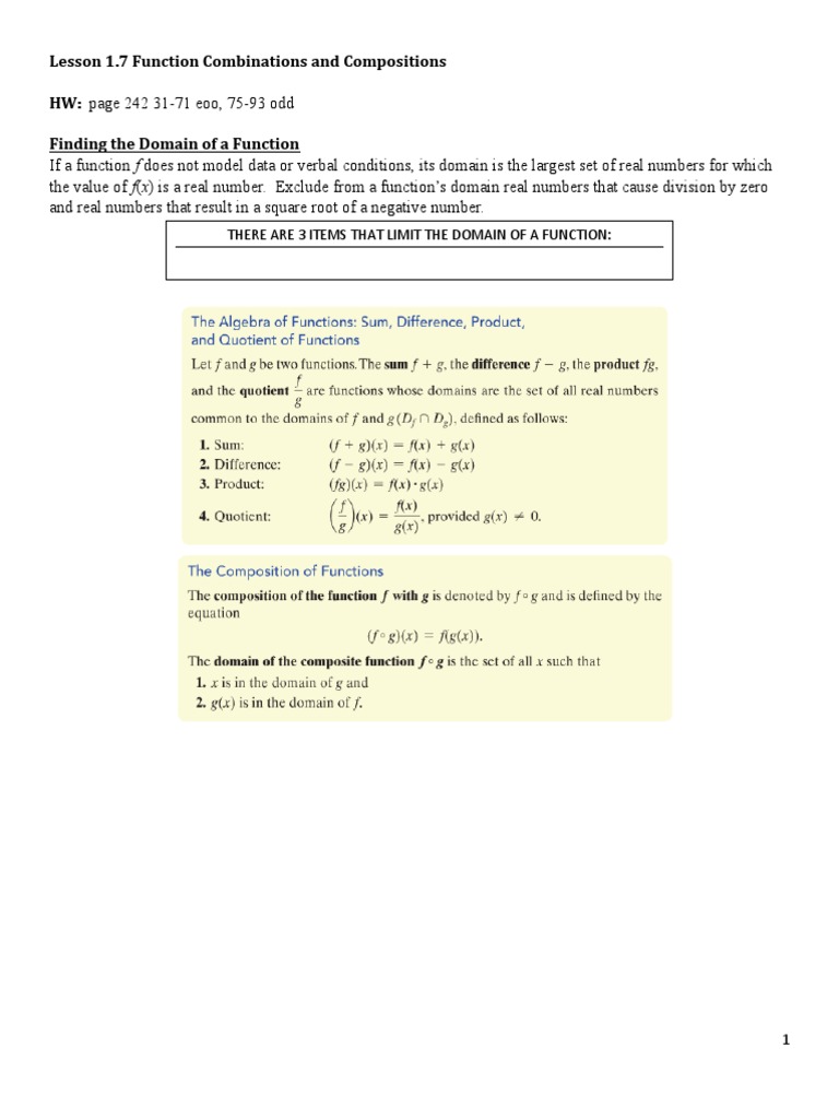 Lesson 1.7 Function Compositions | PDF