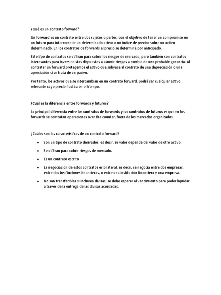 Contratos Forward: Definición y Uso | PDF | Contratos futuros | Business