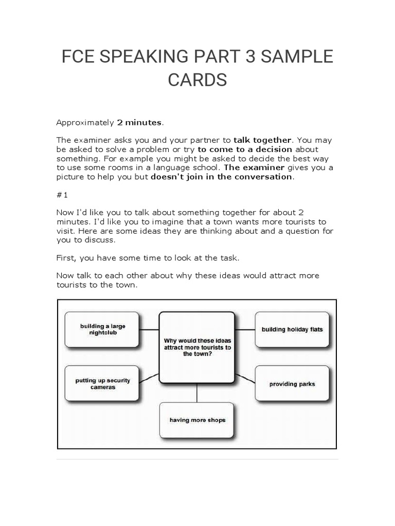 FCE Speaking Part 3 Sample Cards | PDF