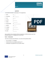 Student's Worksheet: Watching TV Televisi On/adj Ectives