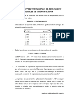 Ejercicios Autoestudio Energía de Activación Y Adicionales de Cinética Química