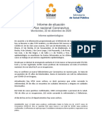 Informe de Situación Sobre Coronavirus COVID-19 en Uruguay (22 12 2020)