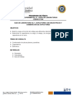 GUÍA DE LABORATORIO No 7. CAPACITORES CON DIELÉCTRICOS Y COMBINACIÓN DE CAPACITORES