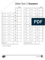 Mixed Tables Test 3 Answer Sheets