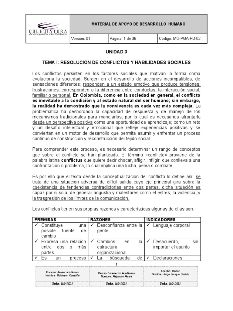 Resolución de Conflictos y Habilidades Sociales | PDF | Comunicación no ...