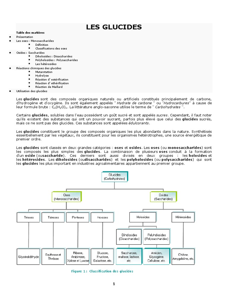 Classification des glucides et oses | PDF | Glucide | Lipide