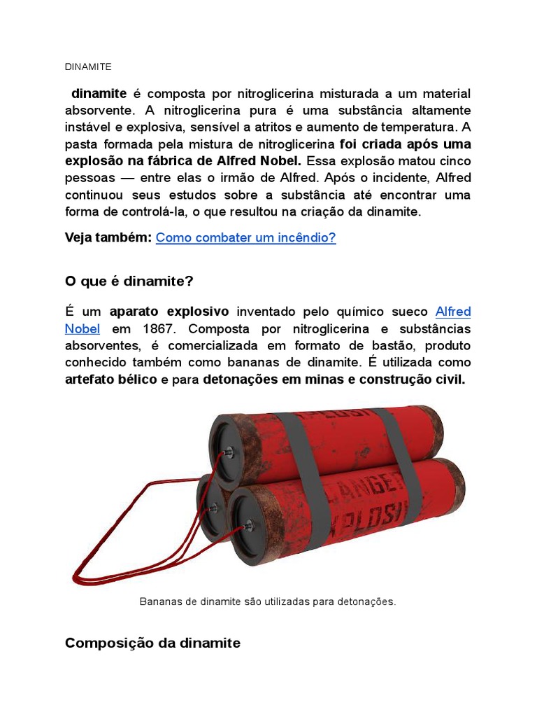 DINAMITE | PDF | Pólvora | Ciências Físicas
