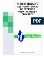 Plan de Manejo y Gestión Residuos Hospitalarios 2012