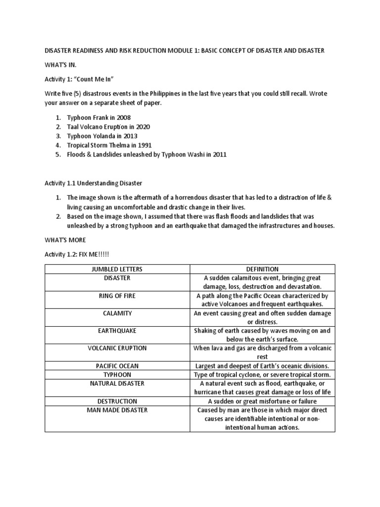 Disaster Readiness and Risk Reduction Module 1 | PDF | Volcano ...