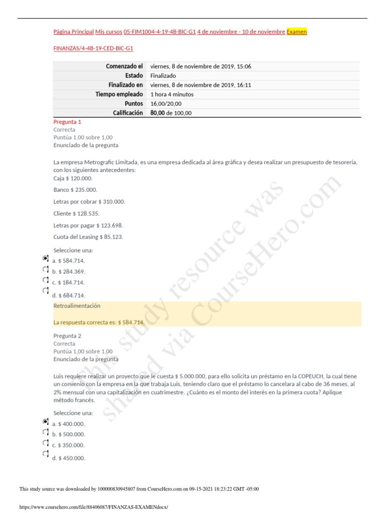 Examen de Finanzas 2019 | PDF | Apalancamiento (Finanzas) | Arrendamiento